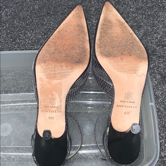 Ann Taylor Gray/Black Ankle Strap Heels - Picture 3 of 4